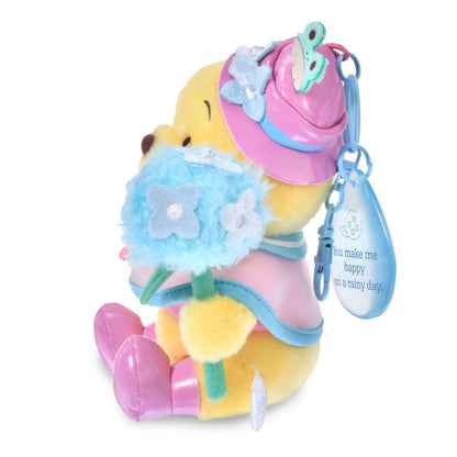 Japan Tokyo Disney Store Winnie the Pooh Plush Toy Keychain ENJOY RAIN