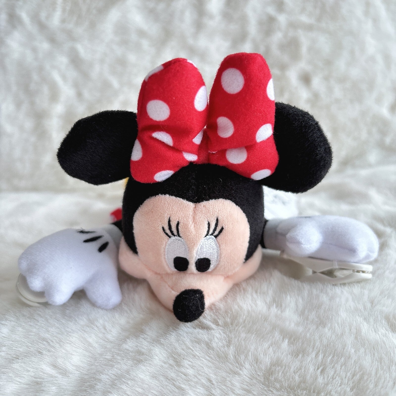 Japan Tokyo Disney Resort Minnie Mouse Sticky Plush Shoulder clip Keychain