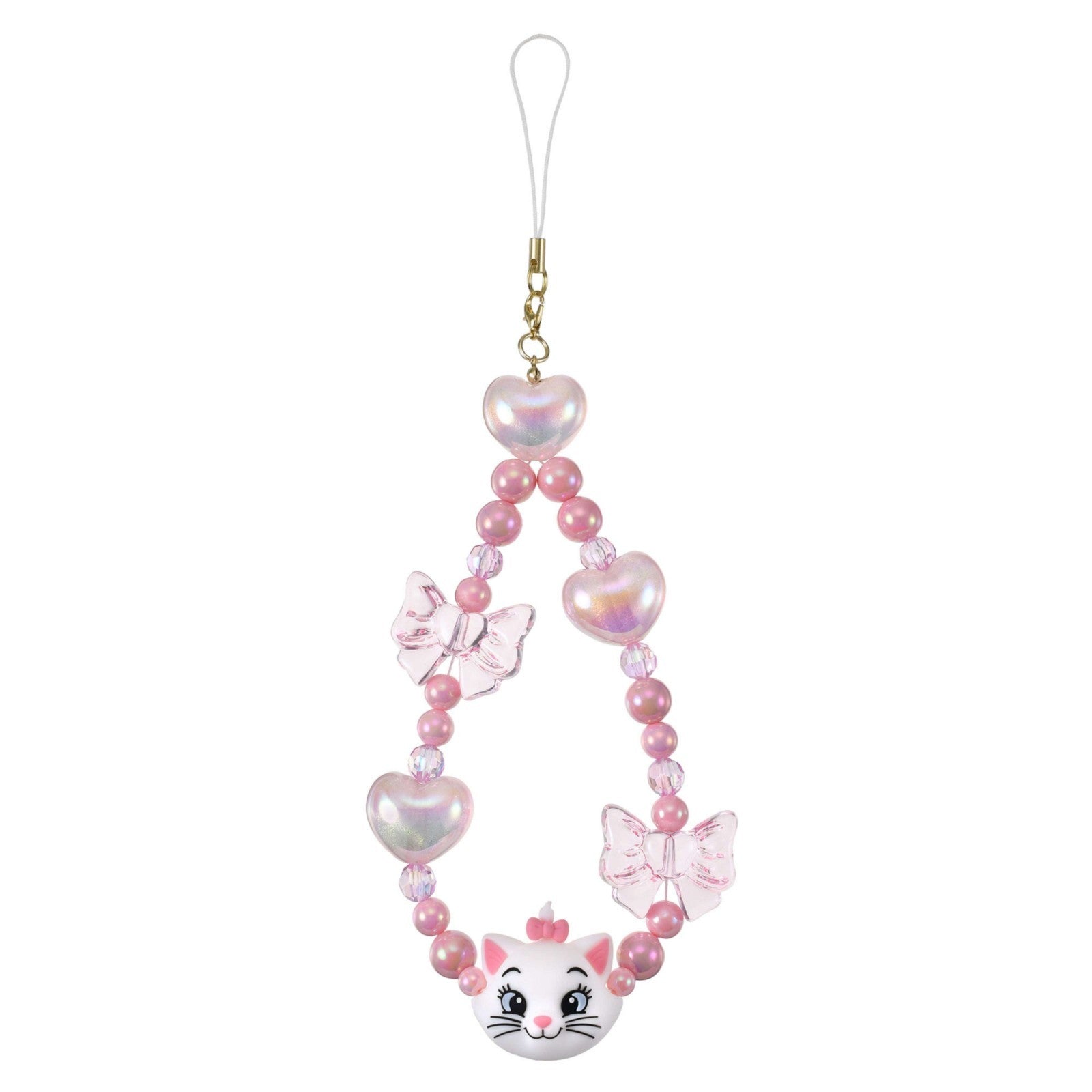 Japan Tokyo Disney Store Marie Strap Heart Ribbon Rolling Beads Hands-Free Goods