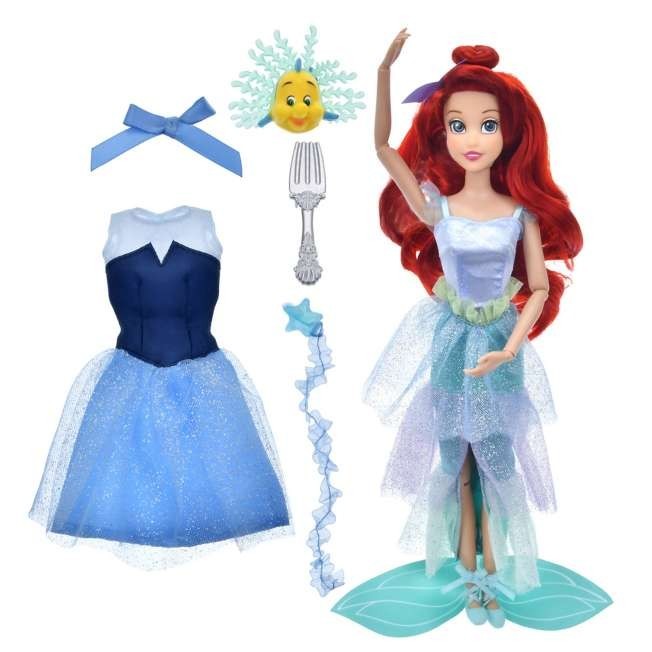 Japan Tokyo Disney Store Ariel & Flounder Doll Figure Set Ballet Little Mermaid