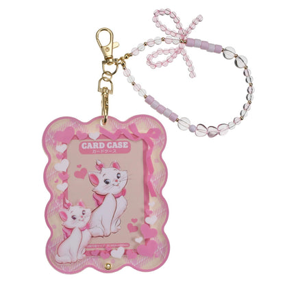 Japan Tokyo Disney Store Marie Card Holder with Bead Charm Heart-Pounding