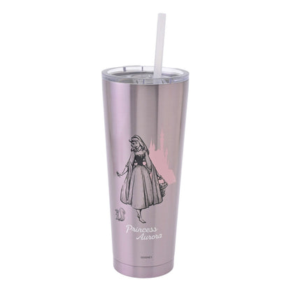Japan Tokyo Disney Store Aurora Tumbler Stainless Steel with Straw Drinkware