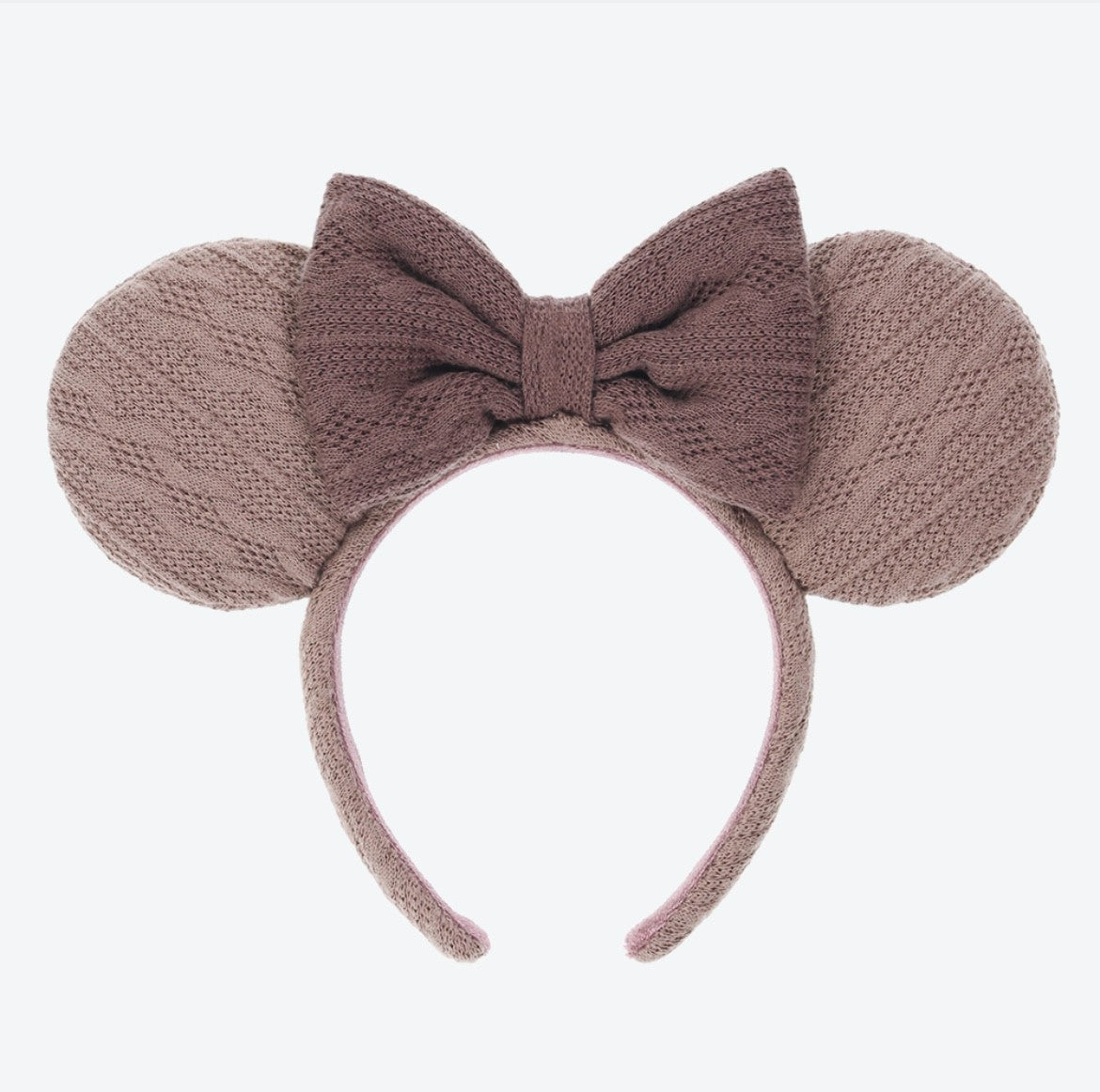 Japan Tokyo Disney Resort Minnie Mouse Ears Headband Free Ribbon Knit Brown 2025