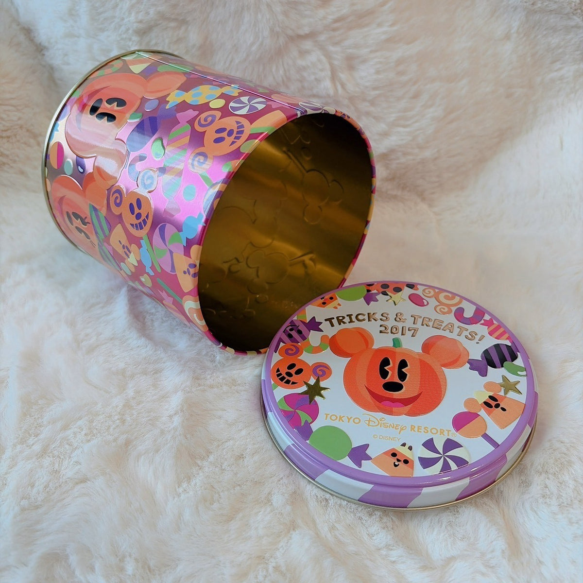 Japan Tokyo Disney Resort Baked White Chocolate Tin Can Halloween Mickey Minnie