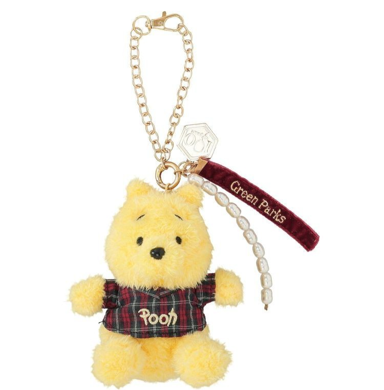 Japan Disney Green Parks Winnie The Pooh Plush Keychain set of 2