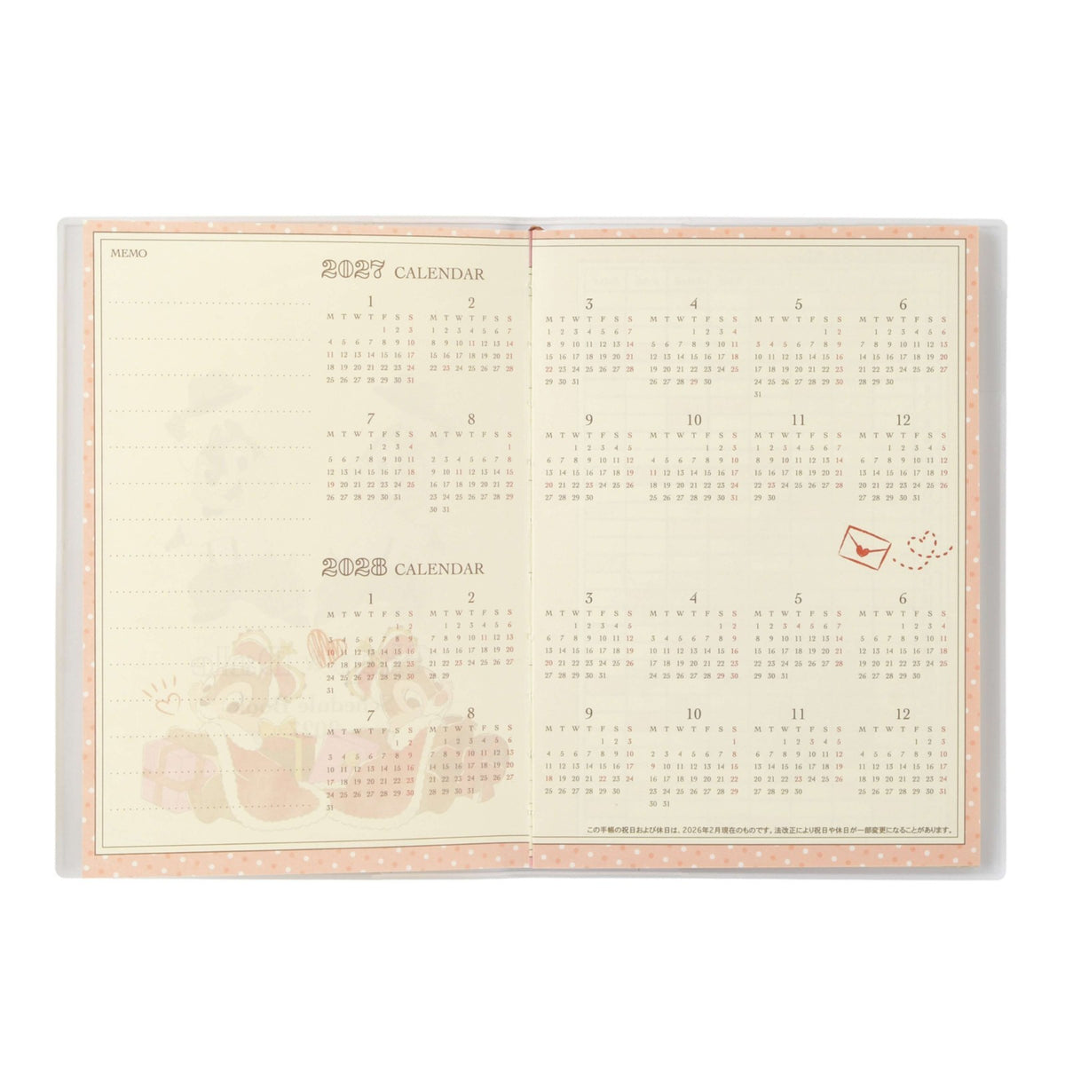 Japan Tokyo Disney Store Chip and Dale B6 Planner Schedule Book Diary 2027