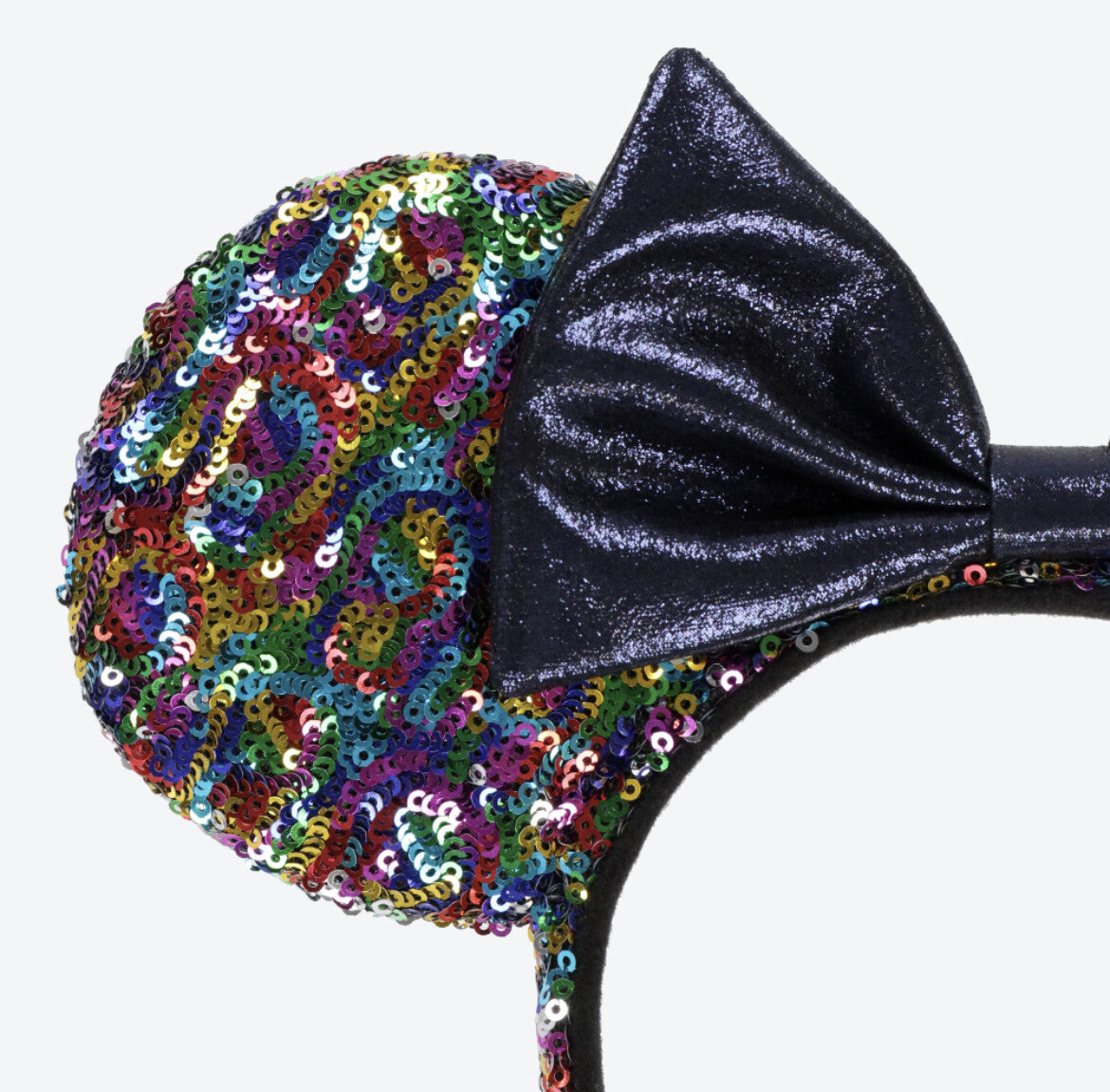Japan Tokyo Disney Resort Headband Ears Sequin black ribbon Minnie