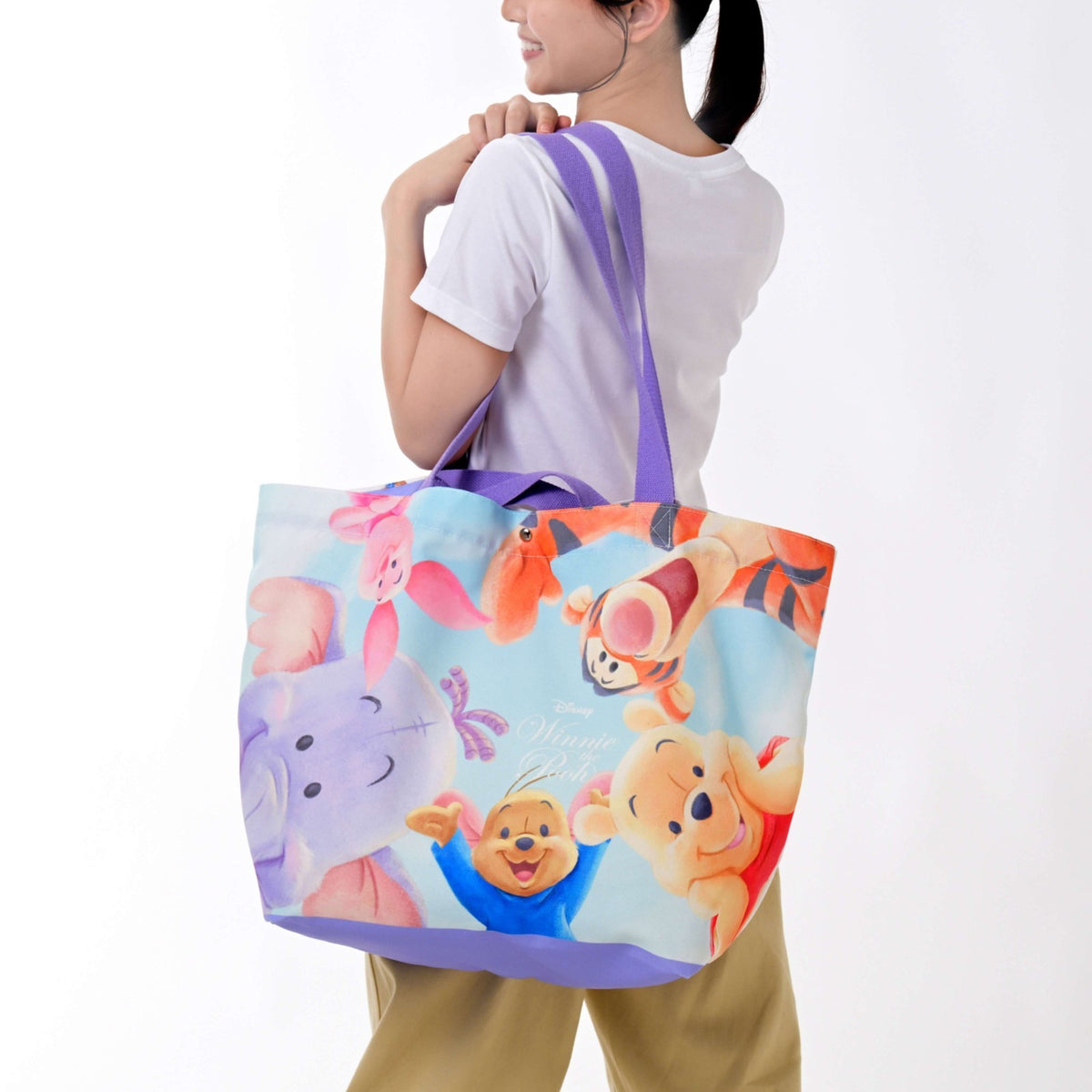 Japan Tokyo Disney Store Winnie the Pooh & Friends Mega Tote Bag Roo & Lumpy