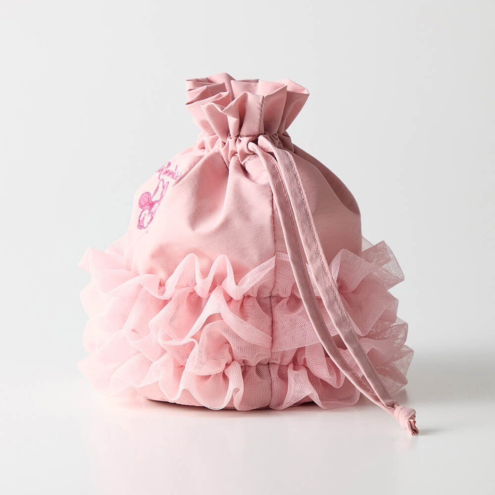 Japan Disney Fantasy Shop Bellemaison Minnie Daisy Tulle Drawstring Pouch Purple