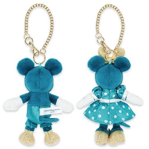 Japan Tokyo Disney Resort Sparkling Jubilee Mickey Minnie Plush Keychain 25th