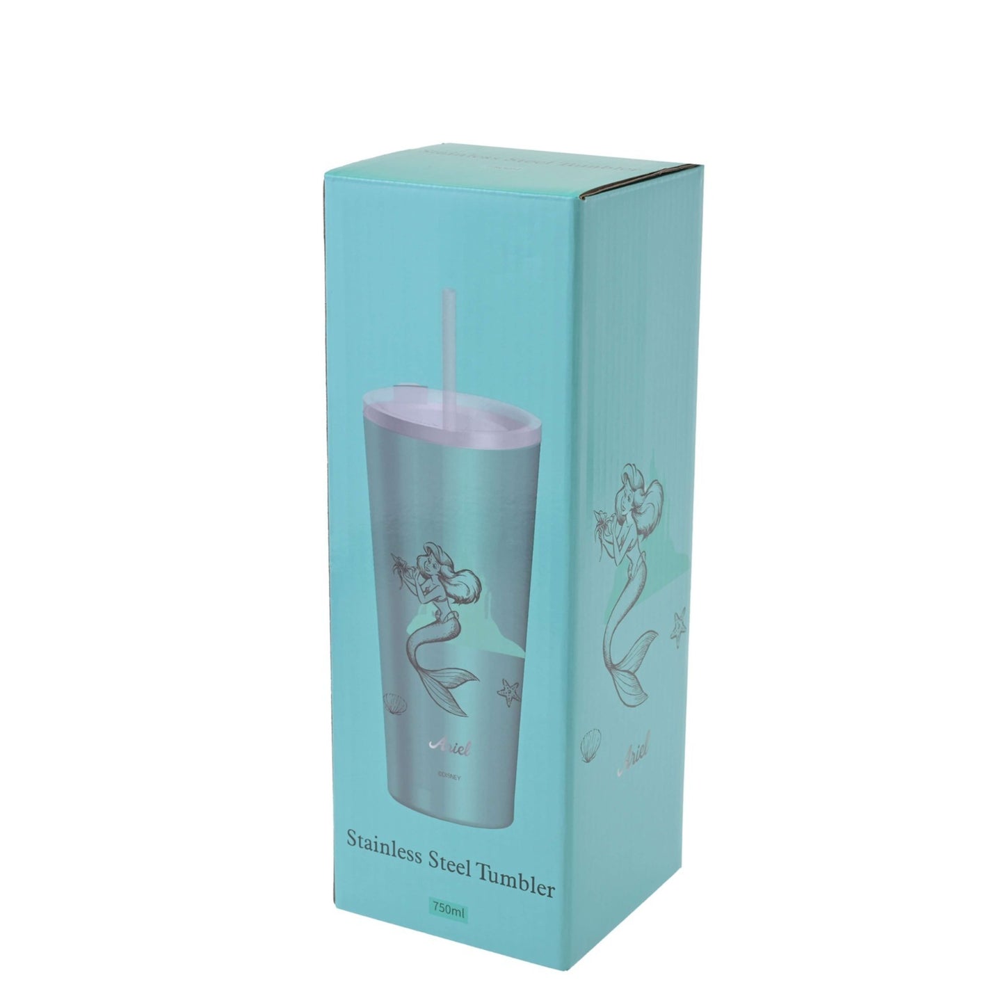 Japan Tokyo Disney Store Ariel Tumbler Stainless Steel with Straw Drinkware