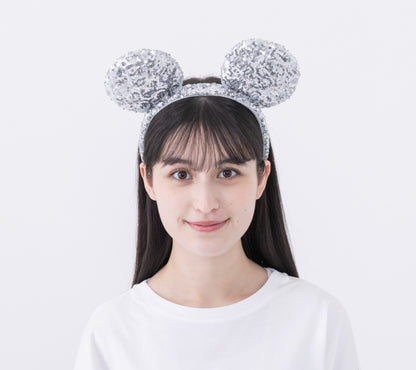 Japan Tokyo Disney Resort Store Ears HeadBand Hat Mickey Silver sequins shine