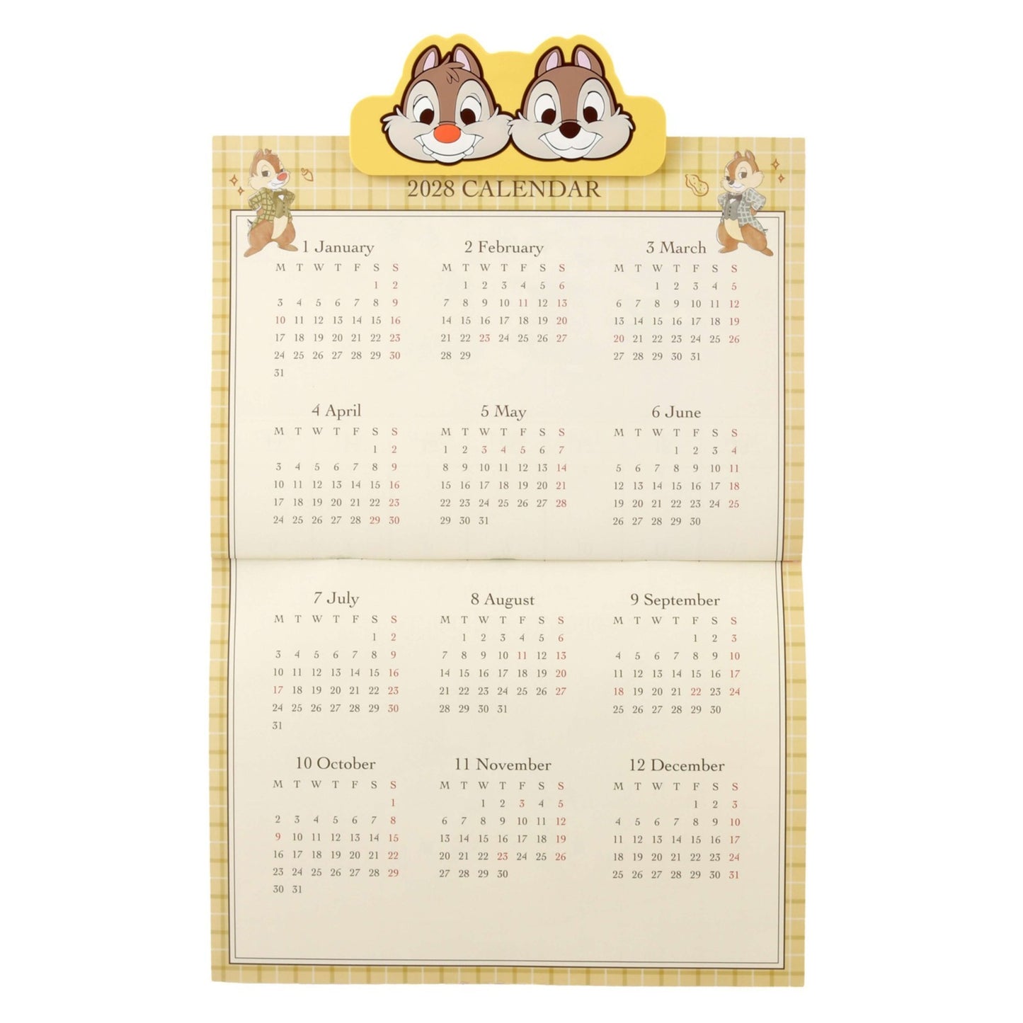 Japan Tokyo Disney Store Chip and Dale Wall CALENDAR & ORGANIZER 2027 with Clip