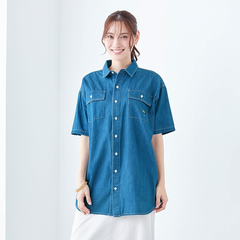 Japan Disney Fantasy Shop Bellemaison Pooh Unisex Embroidered Denim shirt