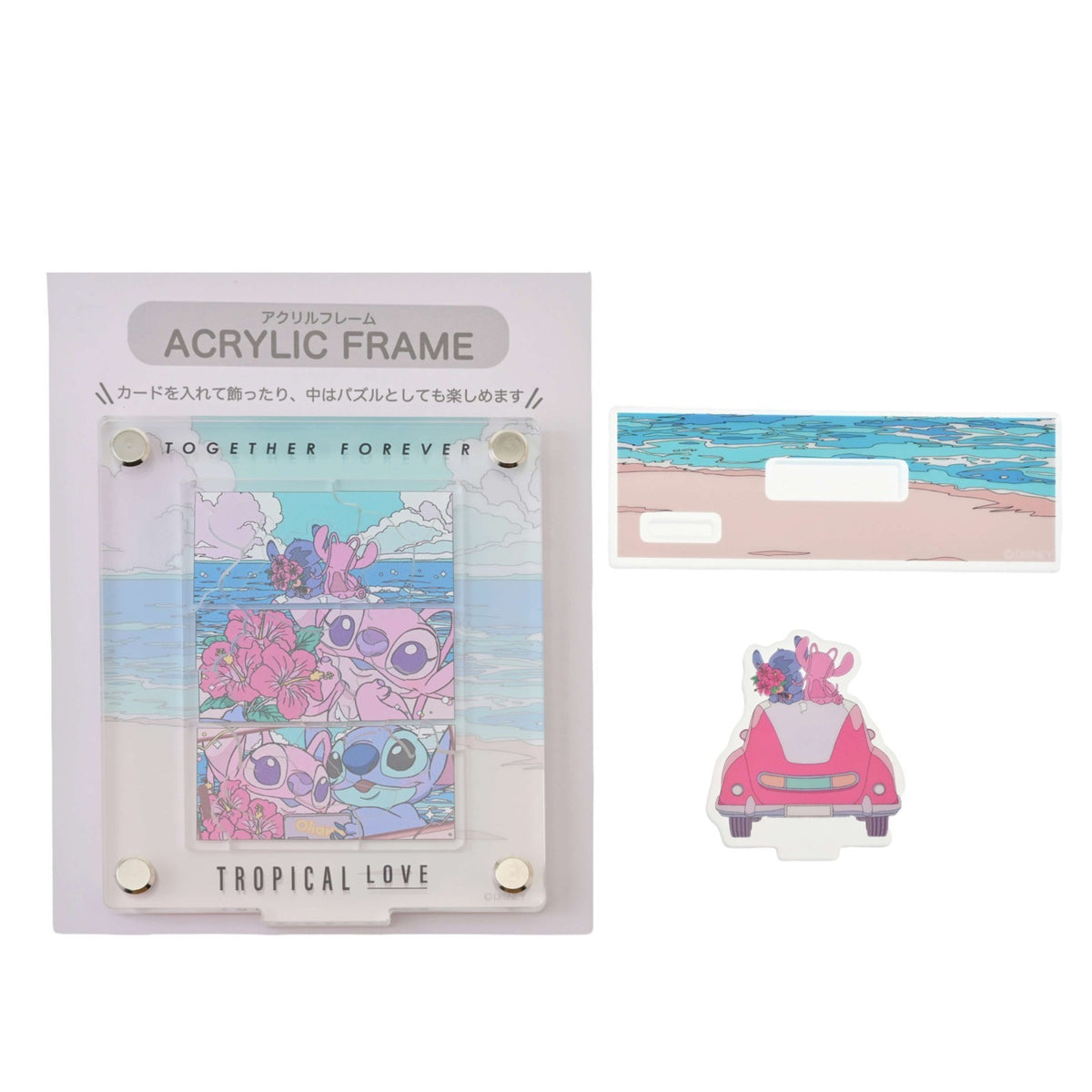 Japan Tokyo Disney Store Stitch & Angel Acrylic Stand Frame-Style Puzzle