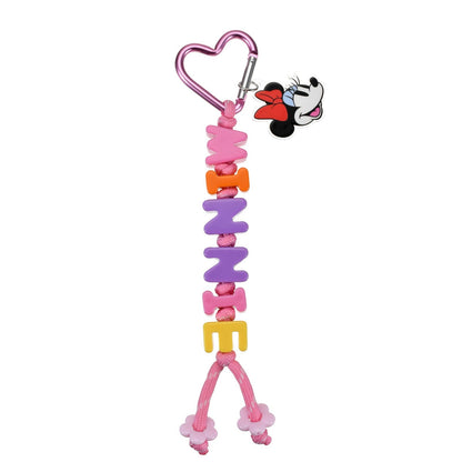 Japan Tokyo Disney Store Minnie Mouse Keychain with Name Beads Fes