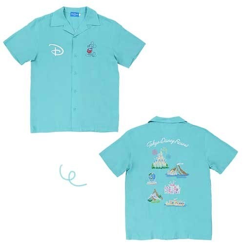 Japan Tokyo Disney Resort Blue short sleeve shirt Park icon embroidery