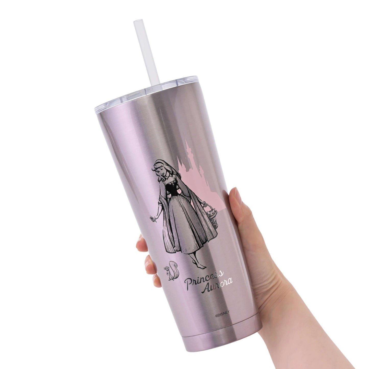 Japan Tokyo Disney Store Aurora Tumbler Stainless Steel with Straw Drinkware