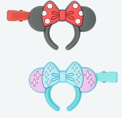 Japan Tokyo Disney Resort 2025 Minnie Ribbon Heart Ears hair clip Set of 2