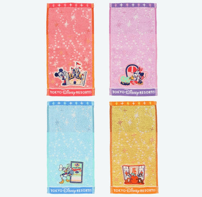 Japan Tokyo Disney Resort Mini Towel Set of 4 Mickey Minnie Donald Chip &Dale