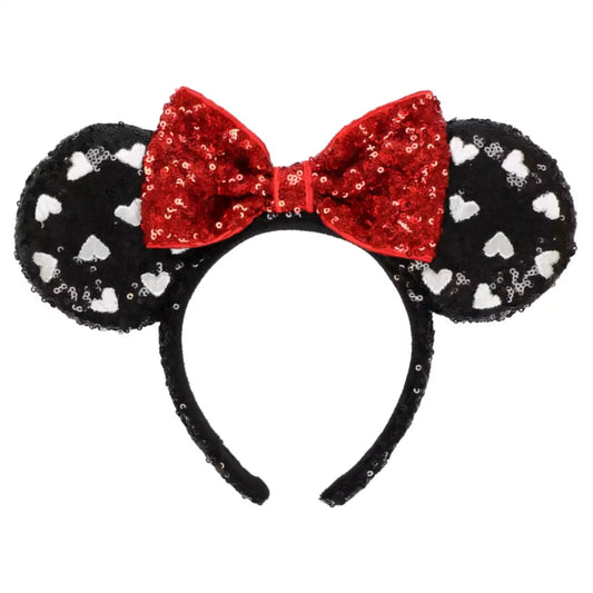 Japan Tokyo Disney Resort Ears HeadBand Hat Cap Spangle Black Heart Minnie