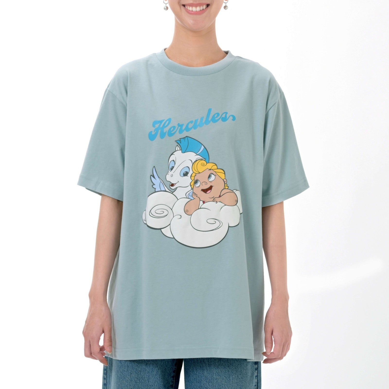 Japan Tokyo Disney Store Hercules & Pegasus Short-Sleeve T-Shirt Blue Collection