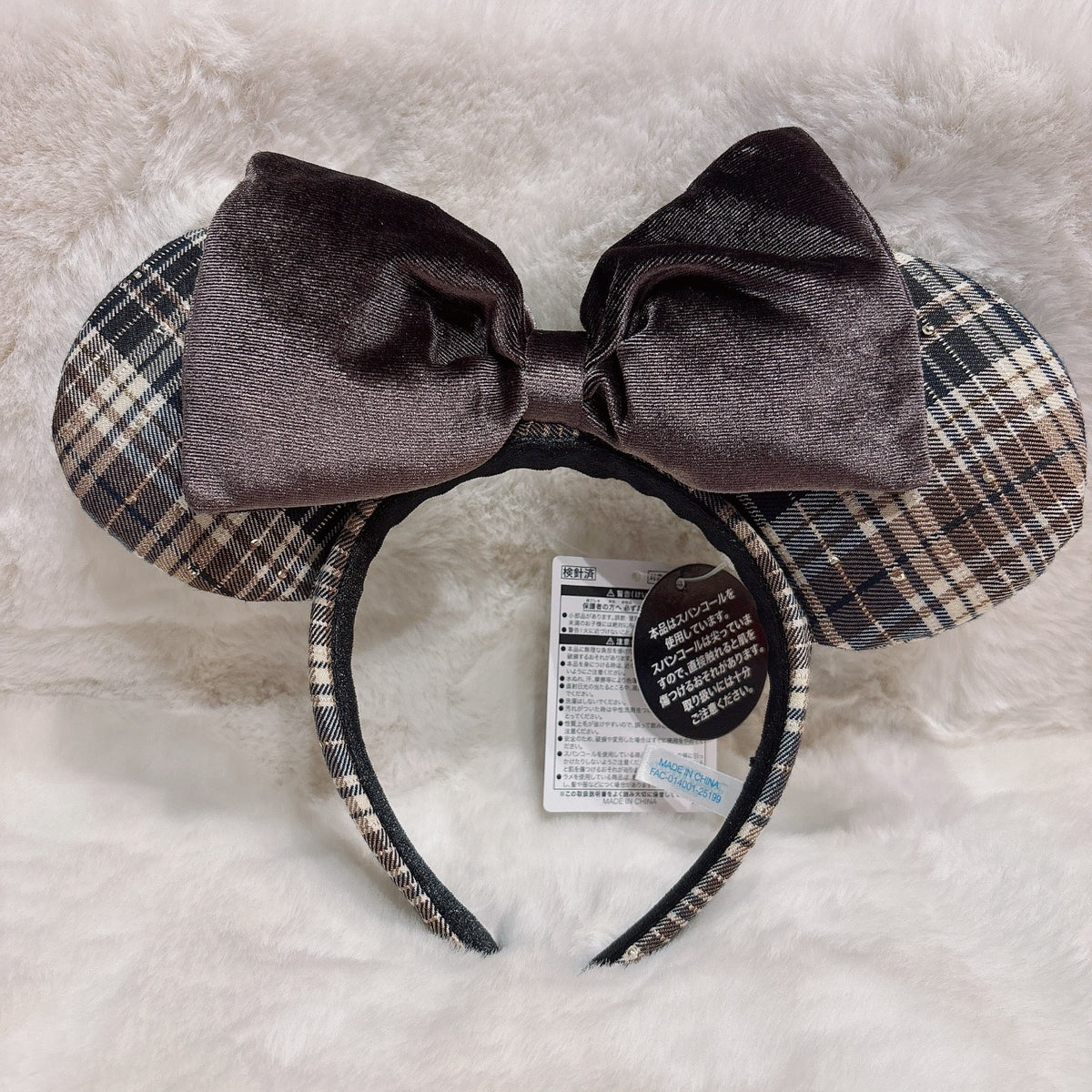 Japan Tokyo Disney Resort Ears HeadBand Hat Minnie Checkered 2025