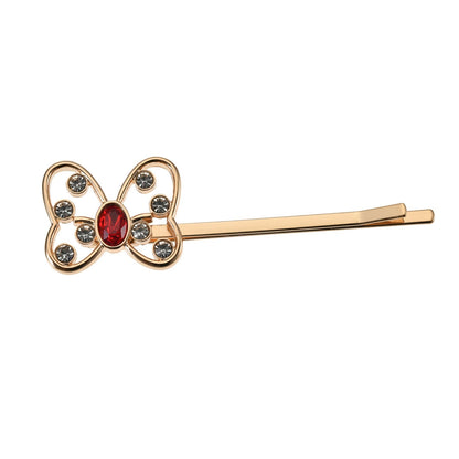 Japan Tokyo Disney Store Minnie Mouse Hairpin Stone Dot Ribbon