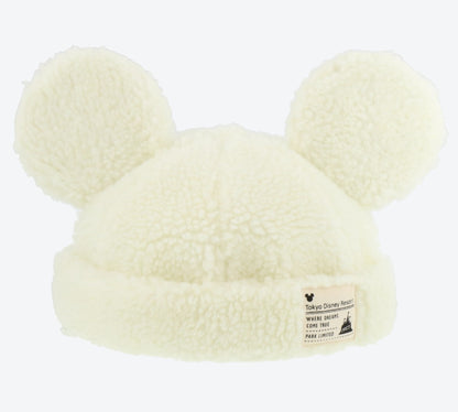 Japan Tokyo Disney Resort Ears Mickey limited Fluffy Winter Cap Hat White