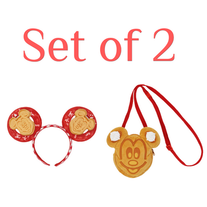 Japan Tokyo Disney Resort Mickey Waffle Shoulder Bag & Eras Headband Sweets