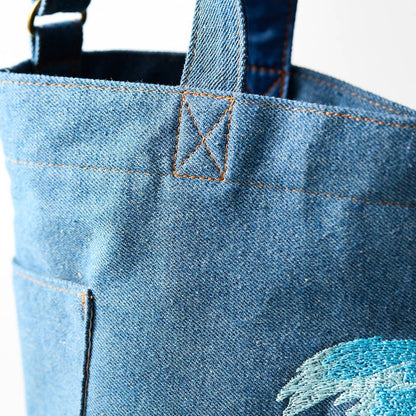 Japan Disney Fantasy Shop Bellemaison Stitch Denim Embroidery 2-way Bag