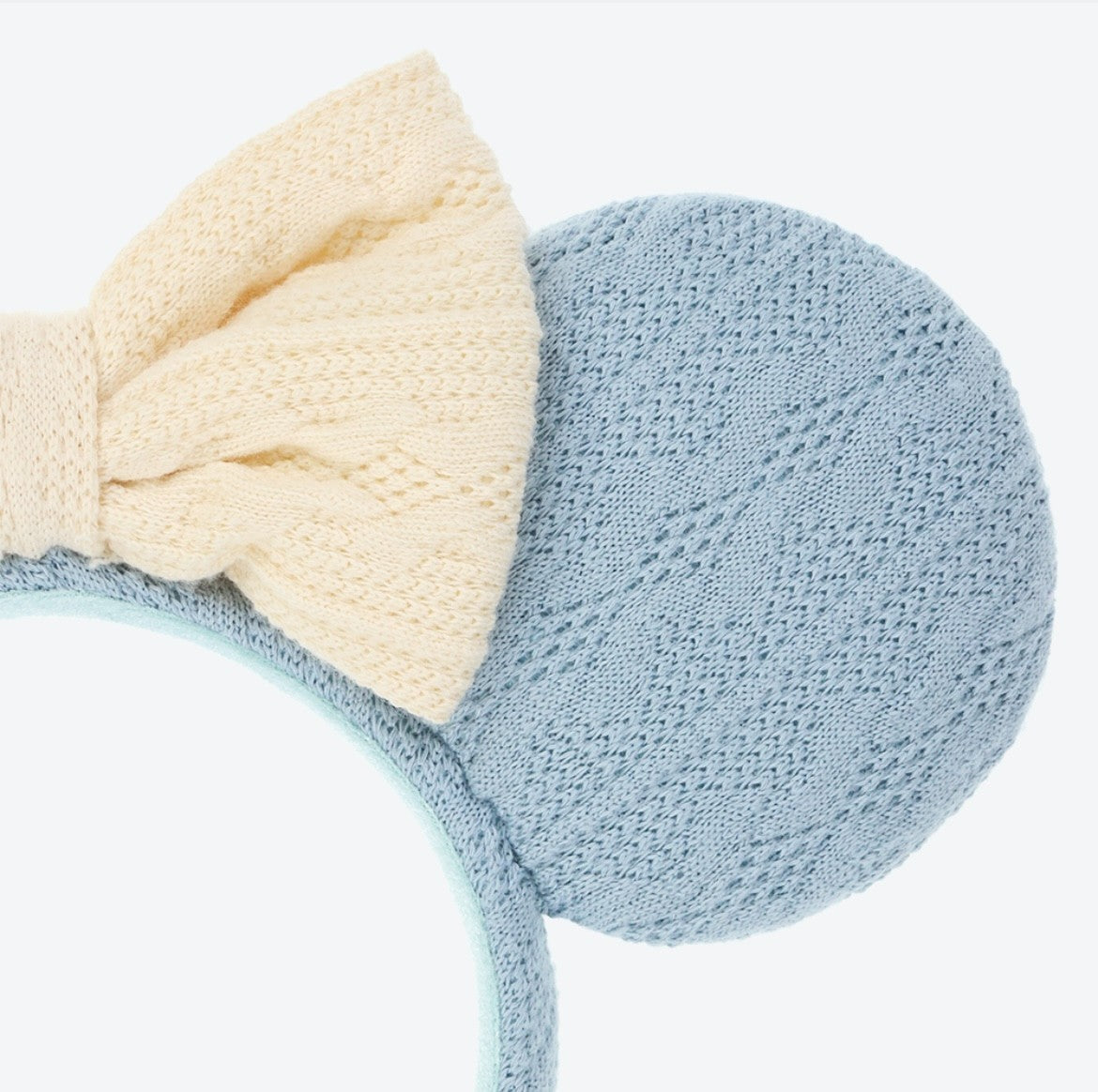 Japan Tokyo Disney Resort Minnie Mouse Ears Headband Free Ribbon Knit Blue 2025