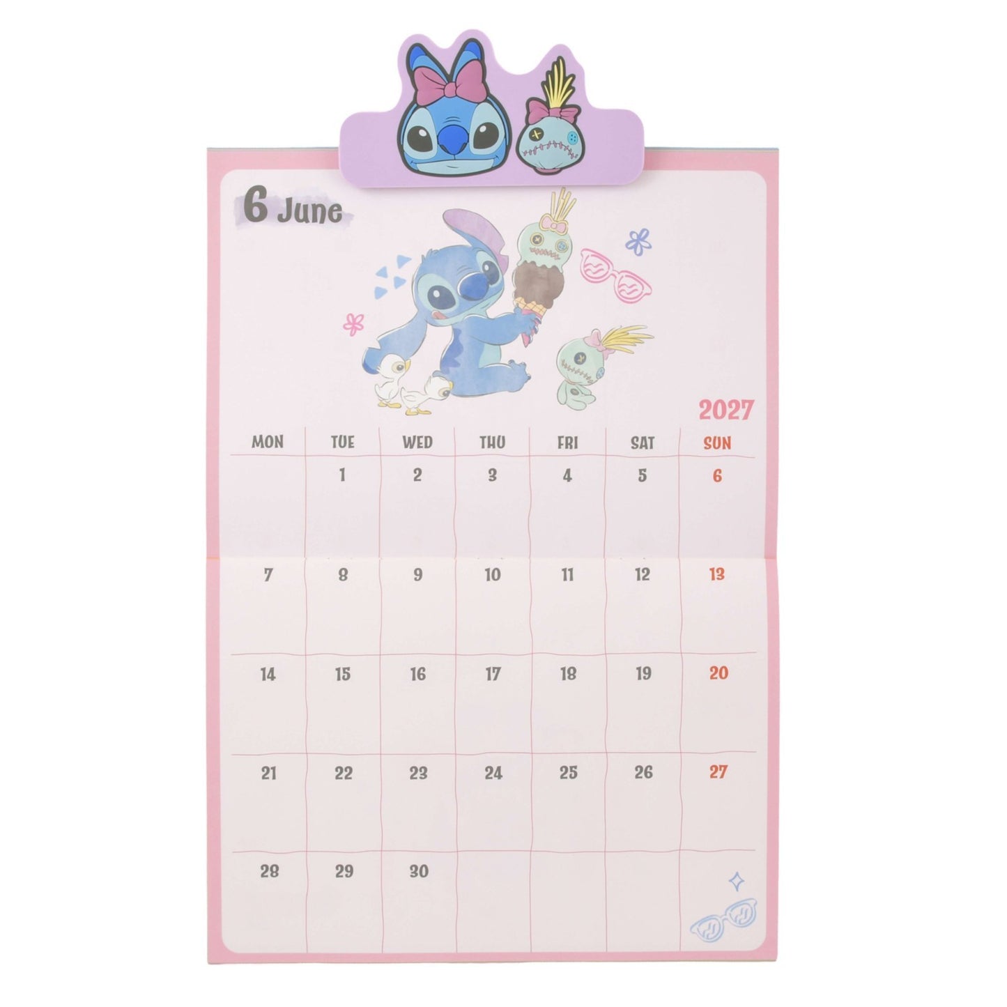 Japan Tokyo Disney Store Stitch Scrump Wall CALENDAR & ORGANIZER 2027 with Clip