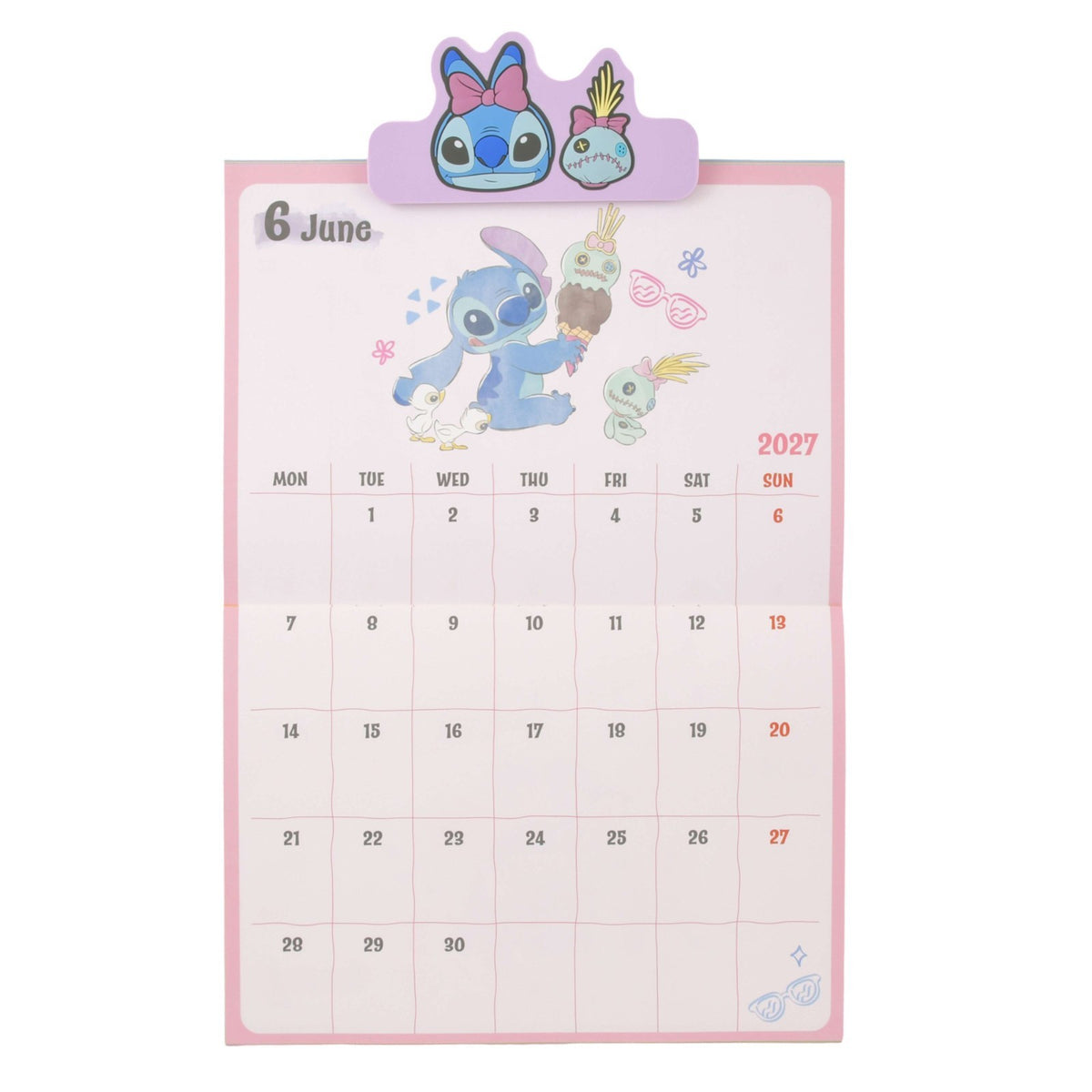 Japan Tokyo Disney Store Stitch Scrump Wall CALENDAR & ORGANIZER 2027 with Clip