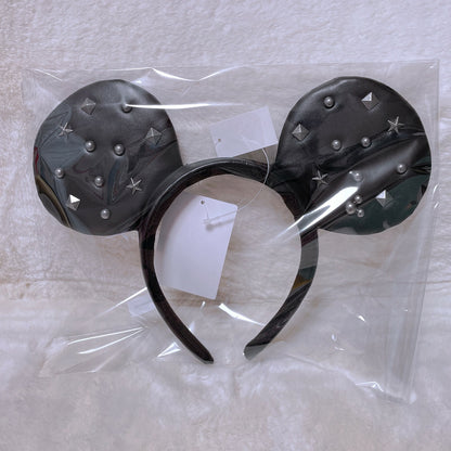 Japan Tokyo Disney Resort Store Ears HeadBand Hat Studs Star Punk Leather Mickey