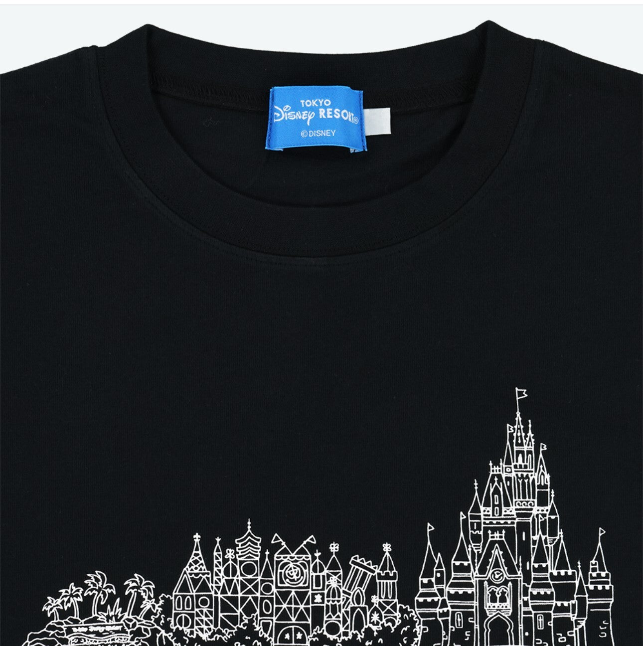 Japan Tokyo Disney Resort  T-Shirt Cinderella Castle Small World Black