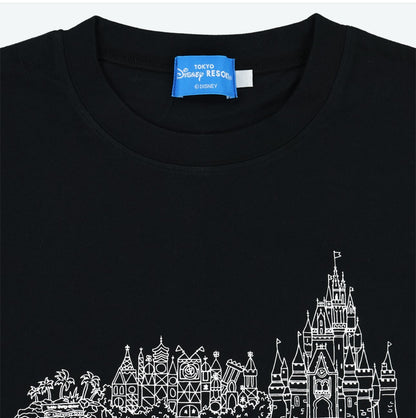 Japan Tokyo Disney Resort  T-Shirt Cinderella Castle Small World Black