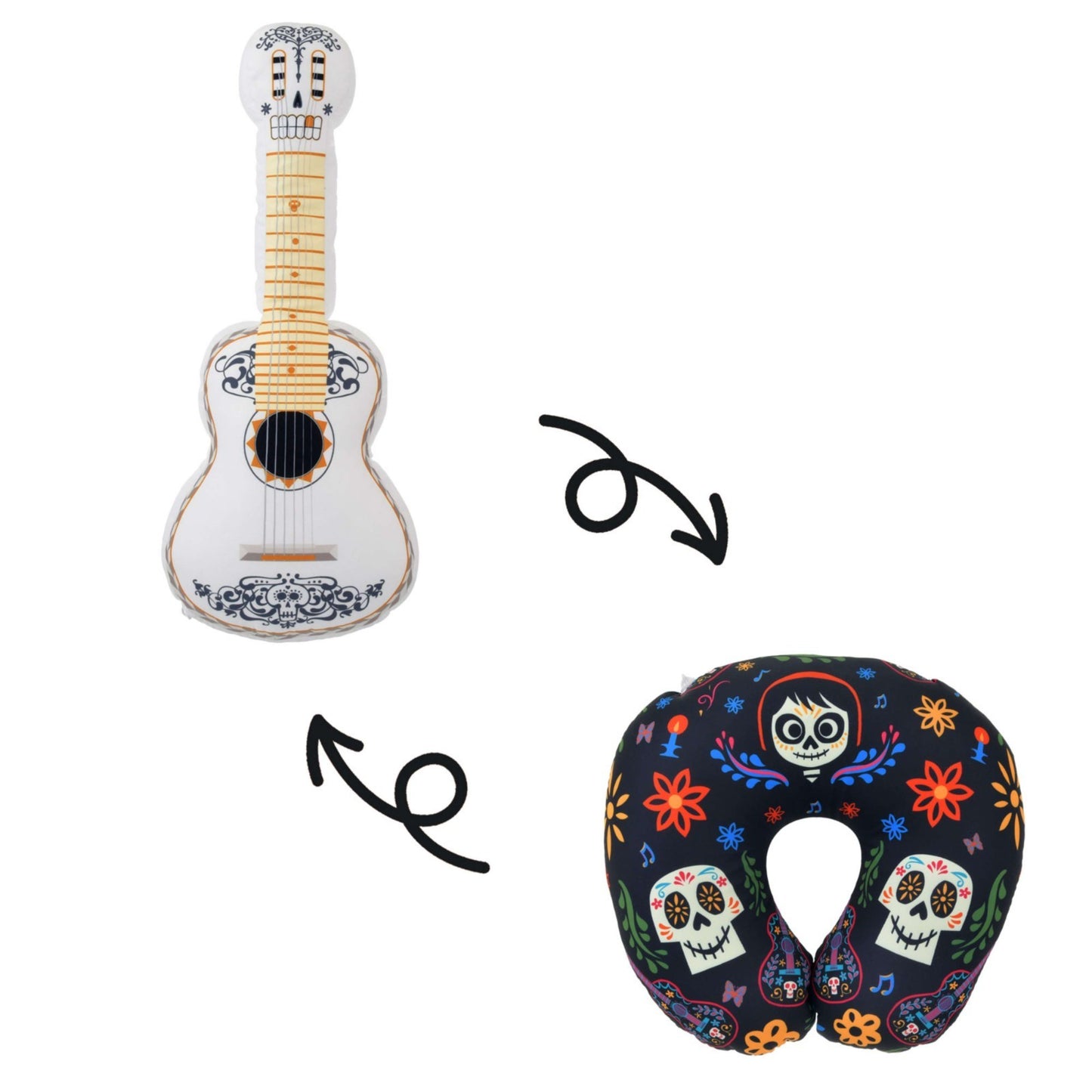 Japan Tokyo Disney Store Miguel & Ernesto de la Cruz 2-Way Guitar Neck Pillow