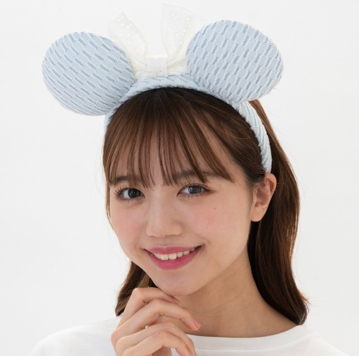 Japan Tokyo Disney Resort Ears HeadBand Hat Blue  Minnie Mouse lace
