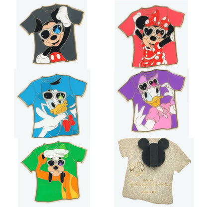 Japan Tokyo Disney Resort T-shirt Pin badge Collection Complete Sets (Set of 5)