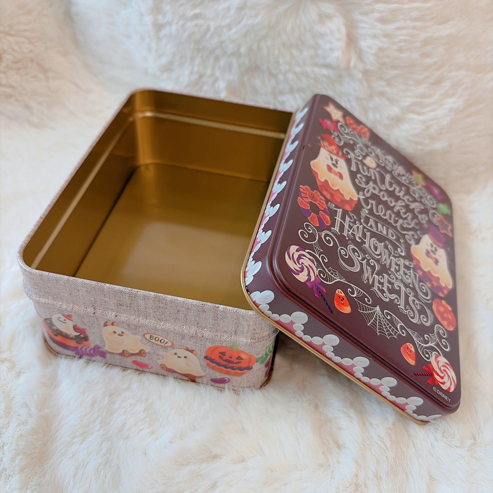 Japan Tokyo Disney Resort Candy Tin Can Halloween Mickey Minnie & Ghost