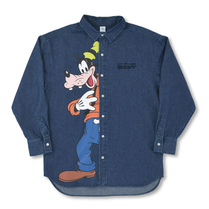 Japan Tokyo Disney Store Goofy Long-Sleeve Denim Shirt Blue GOOFY FASHION 2026
