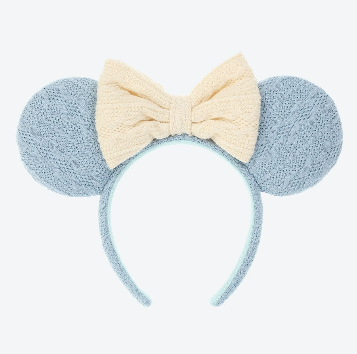 Japan Tokyo Disney Resort Minnie Mouse Ears Headband Free Ribbon Knit Blue 2025