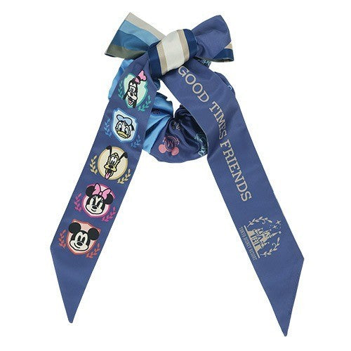 Japan Tokyo Disney Resort GOOD TIMES FRIENDS Mickey Mouse Scrunchie with Ribbon