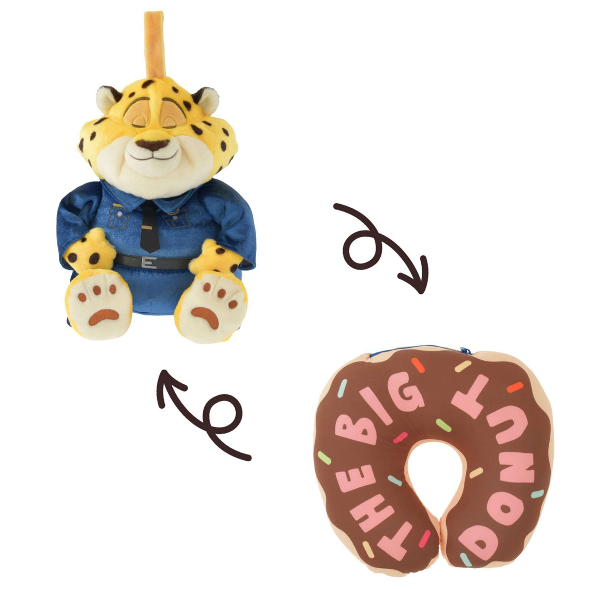 Japan Tokyo Disney Store Clawhauser 2-Way Neck Pillow Zootopia Travel