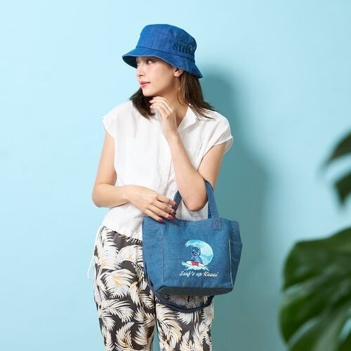 Japan Disney Fantasy Shop Bellemaison Stitch Denim Embroidery 2-way Bag
