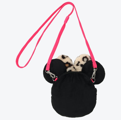 Japan Tokyo Disney Resort Minnie Mouse Face Leopard Print Shoulder Bag