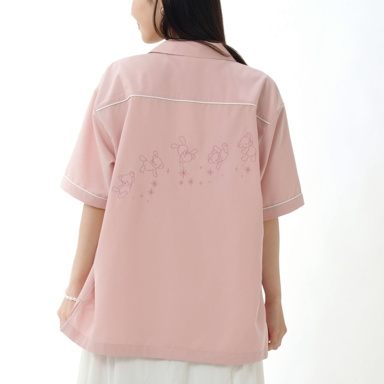+Japan Tokyo Disney Store Michael's Teddy Bear Short Sleeve Shirt Pink PETER PAN