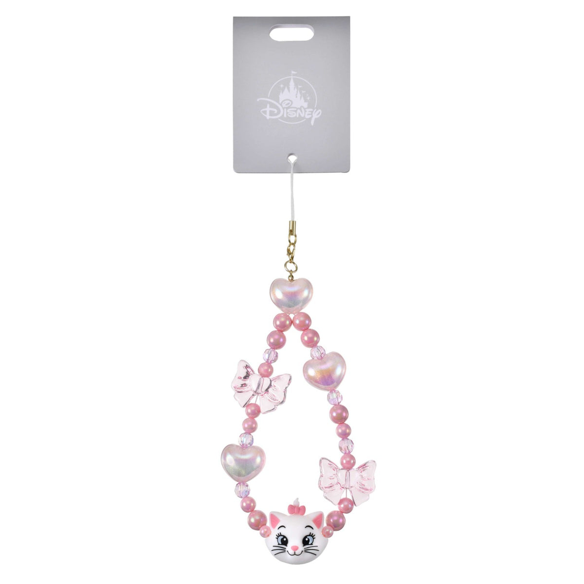 Japan Tokyo Disney Store Marie Strap Heart Ribbon Rolling Beads Hands-Free Goods