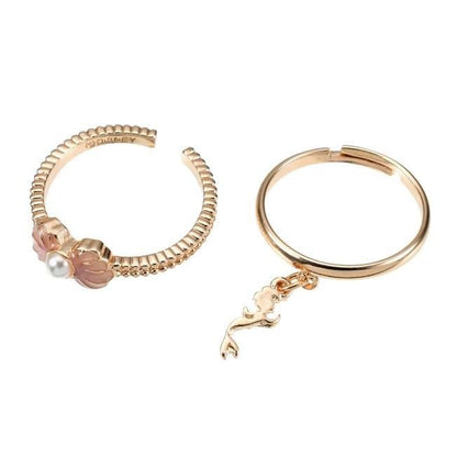 Japan Tokyo Disney Store Ariel Ring Set - Shell Ribbon Silhouette Swing